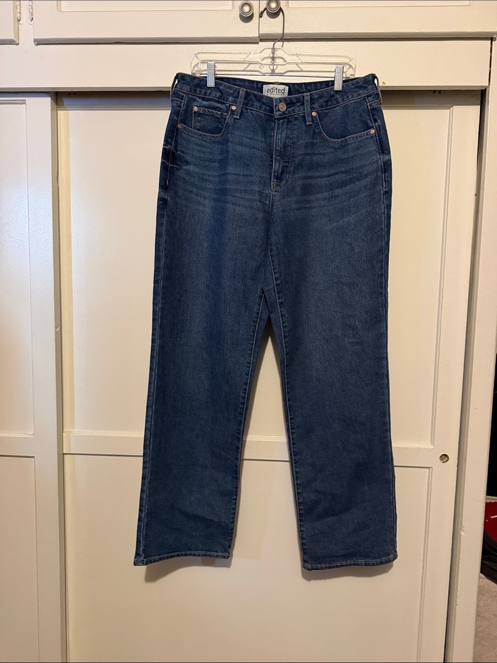 Edikted Dark Indigo High-Rise Straight Jeans